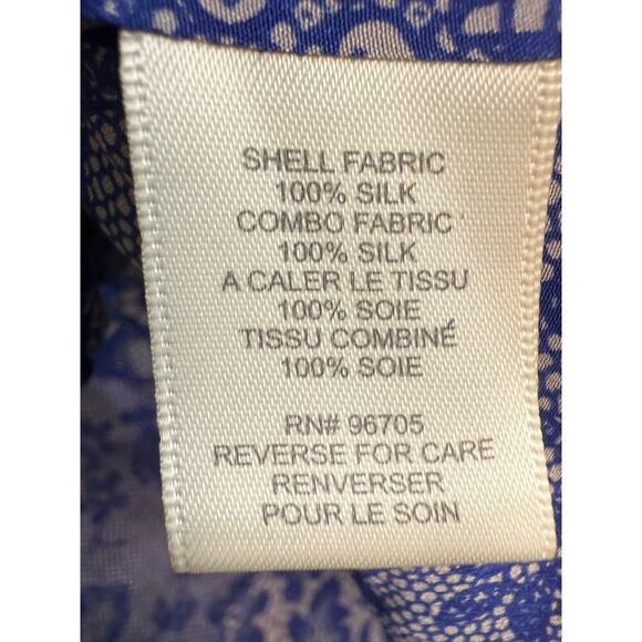 Rebecca Taylor silk tank top blue floral lace print adjustable straps Size 8 - Picture 5 of 7